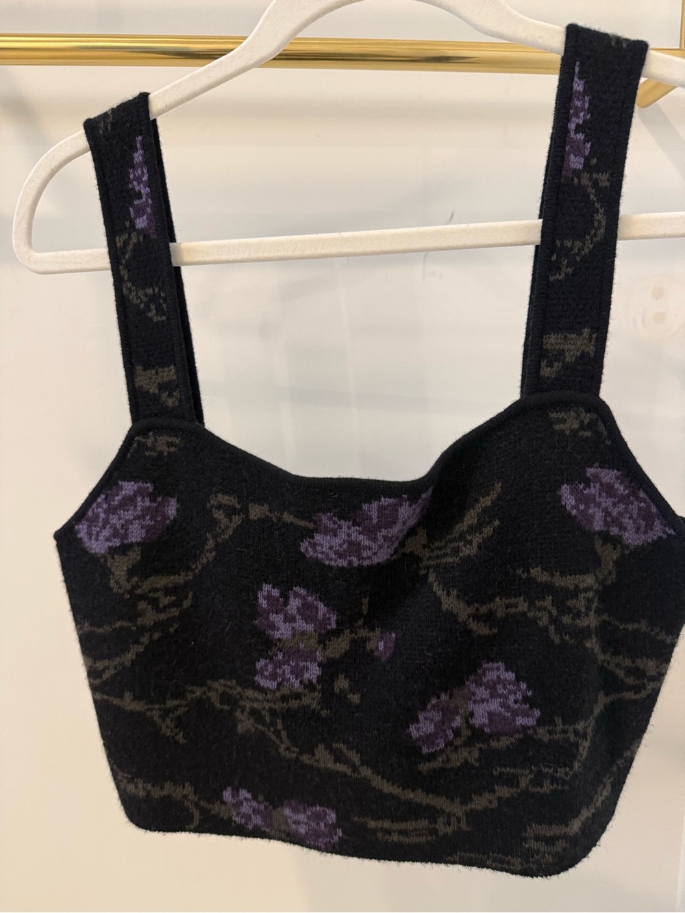Vince Wool & Cashmere Black Floral Knit Cami